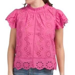 Women's Fuchsia Eyelet Blouse